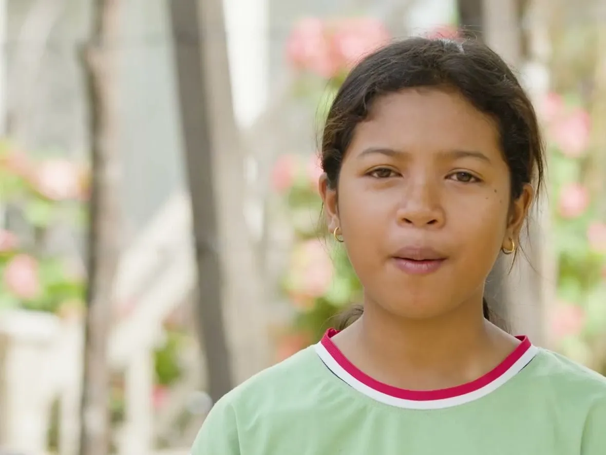 Sinet, a student in the Room to Read Girls Education Program in Cambodia, speaking to camera